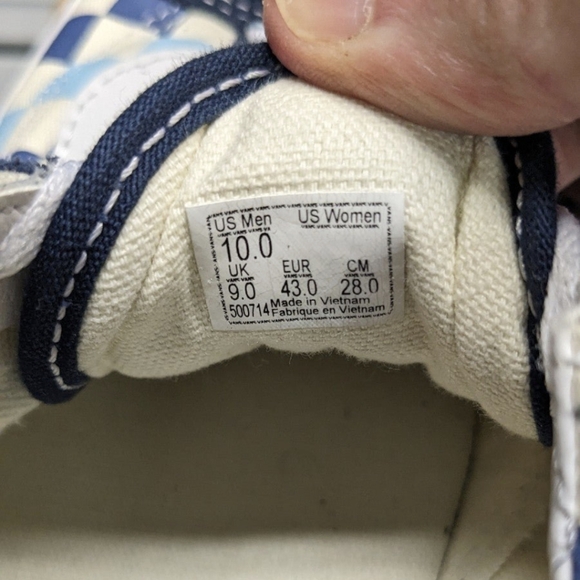 Rare EUC Vans Old Skool Blue Topaz Checkered Canvas Skate Shoes - Size 10 - Picture 7 of 8